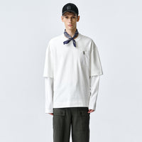 ARVOpm 白色拉鍊口袋假兩件寬版T-shirt|商品圖 1