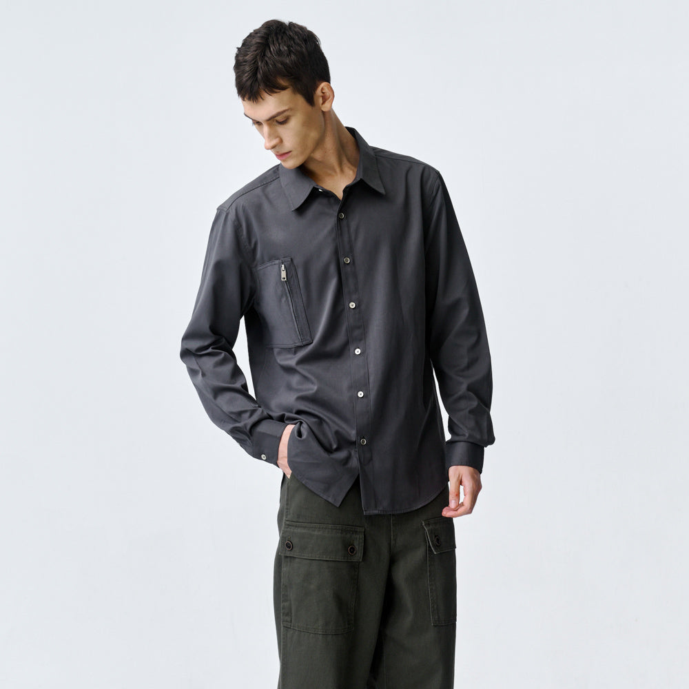 ARVOpm 深灰色拉鍊口袋襯衫｜商品圖 3