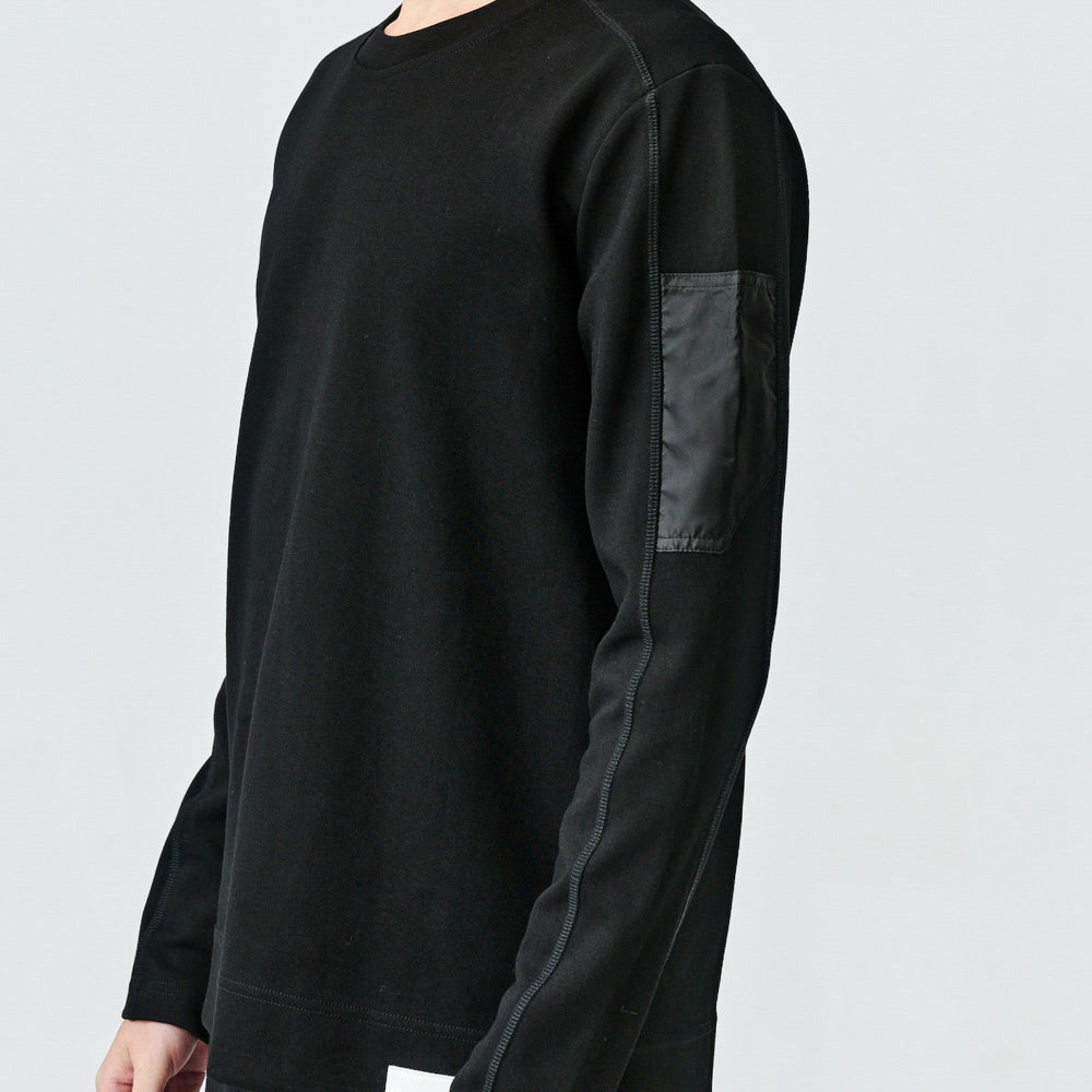 ARVOpm 黑色袖拼接貼袋合身版T-shirt｜商品圖 7