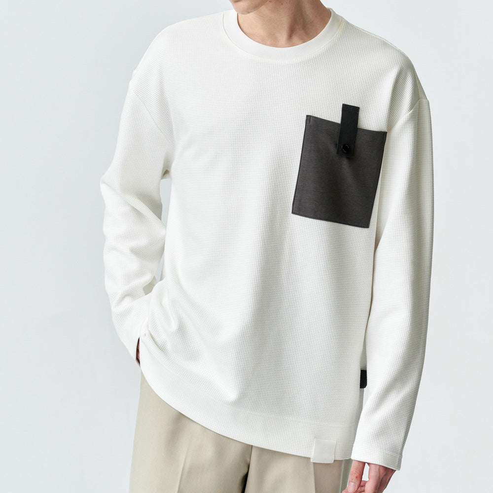 ARVOpm 白色口袋拼布設計寬版T-shirt｜商品圖 3
