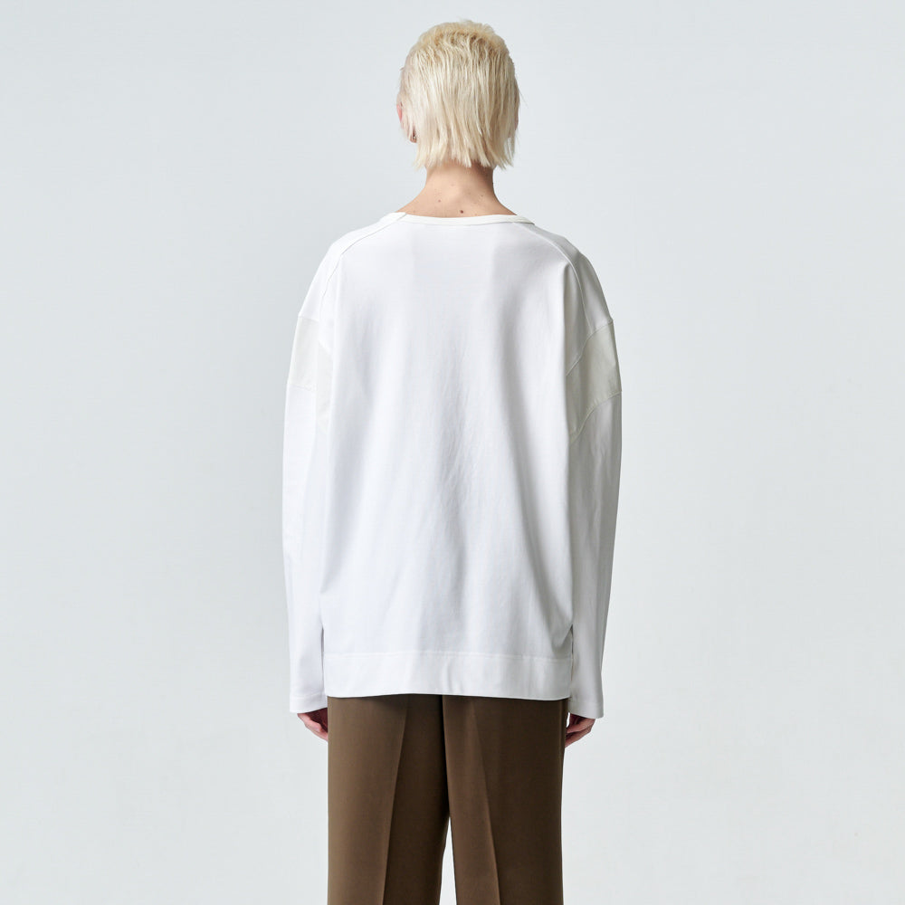 ARVOpm 白色剪接錯位設計寬版T-shirt｜商品圖 4