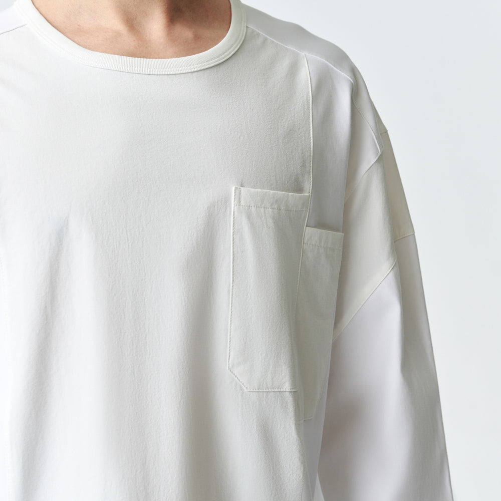 ARVOpm 白色剪接錯位設計寬版T-shirt｜商品圖 7