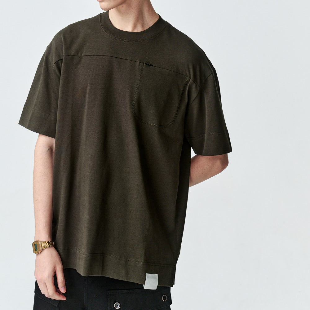 ARVOpm 灰卡其剪接線口袋短袖T-shirt｜商品圖 4