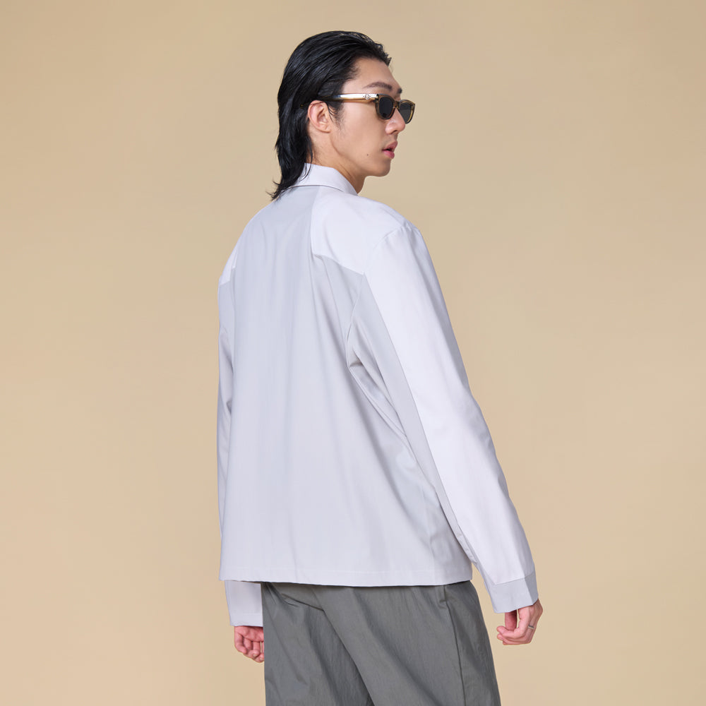 ARVOpm 拉鍊口袋灰拼接襯衫｜商品圖 5