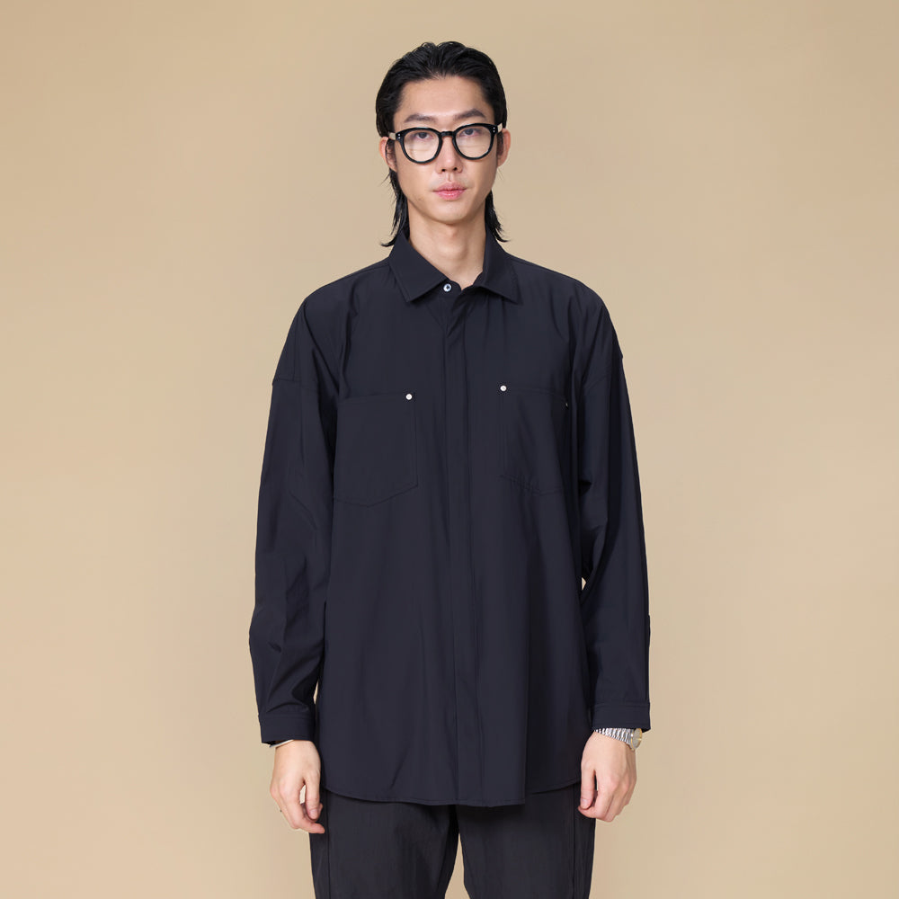 ARVOpm 雙口袋寬鬆藏青色襯衫｜商品圖 3
