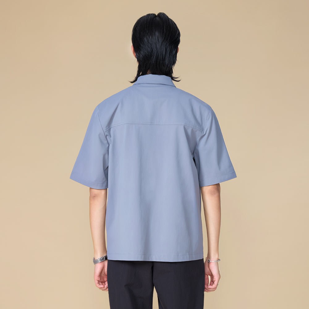 ARVOpm 灰色前開式拉鍊短袖襯衫｜商品圖 7