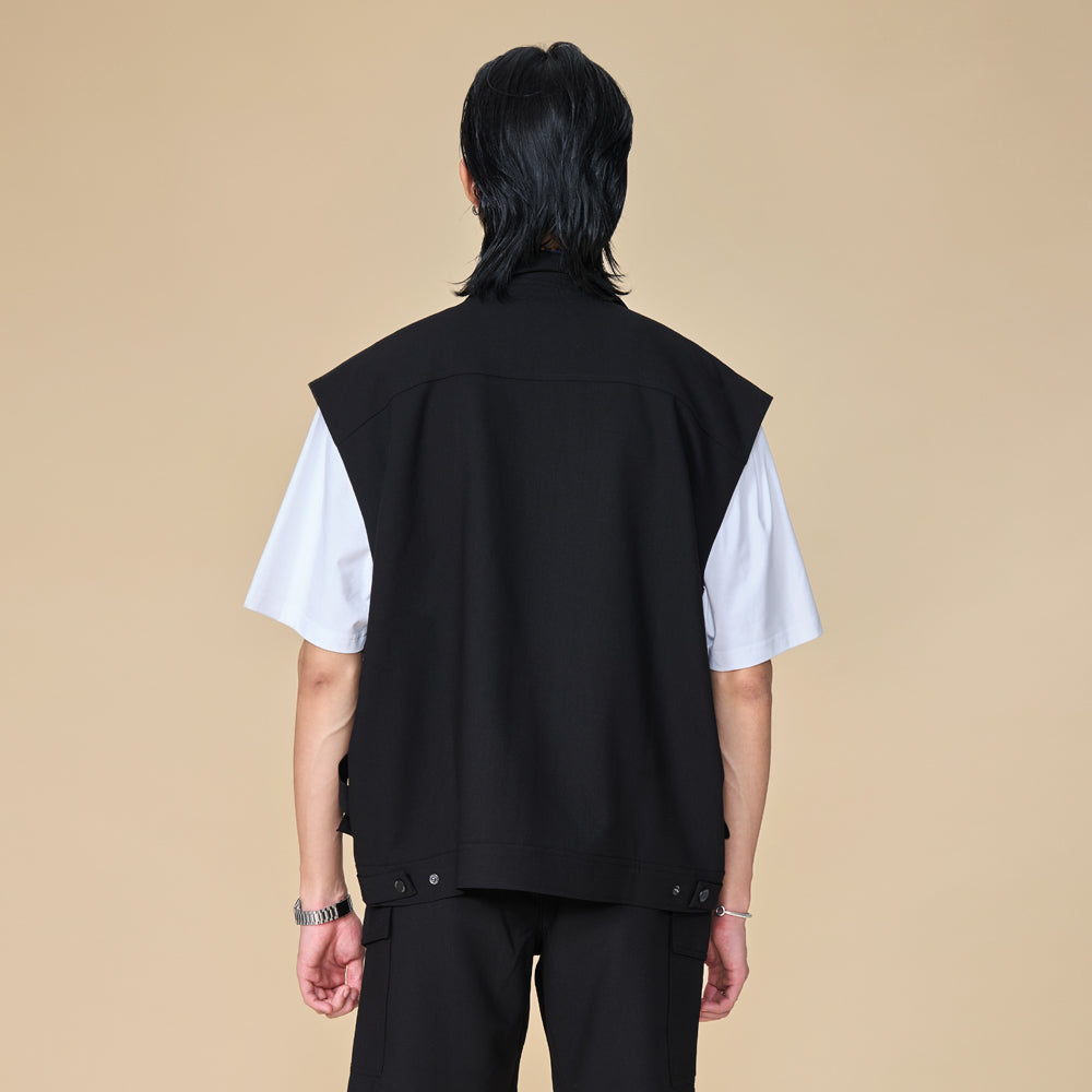 ARVOpm 立體袋蓋口袋黑色休閒背心｜商品圖 7