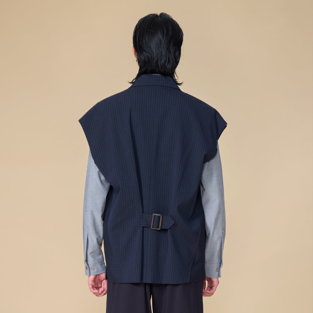 ARVOpm 藏青寬版西裝式背心｜商品圖 7