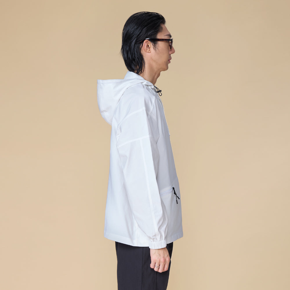 ARVOpm 剪接拉鍊口袋白色連帽上著｜商品圖 5