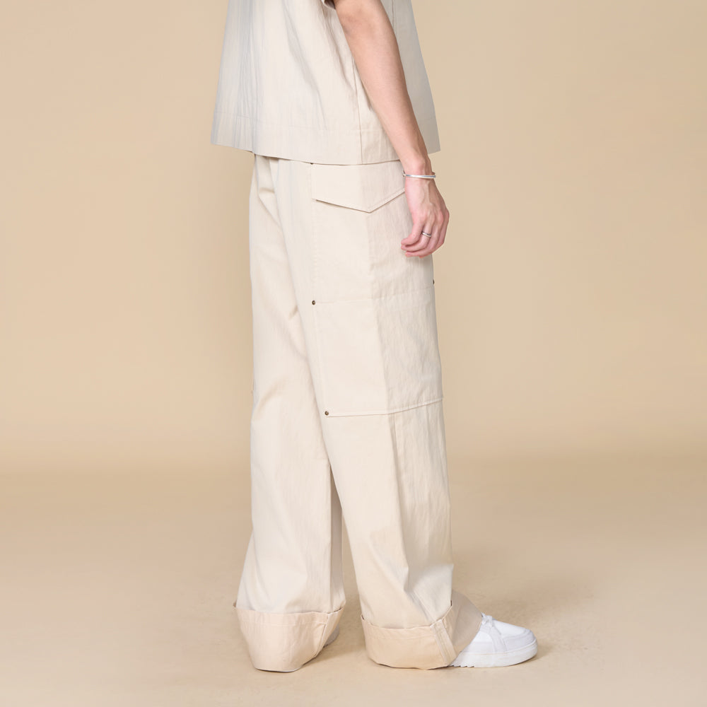 ARVOpm 大口袋反摺淺卡其直筒褲｜商品圖 3
