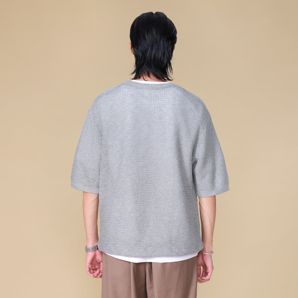 ARVOpm 圓領淺灰色針織短袖上衣｜商品圖 7