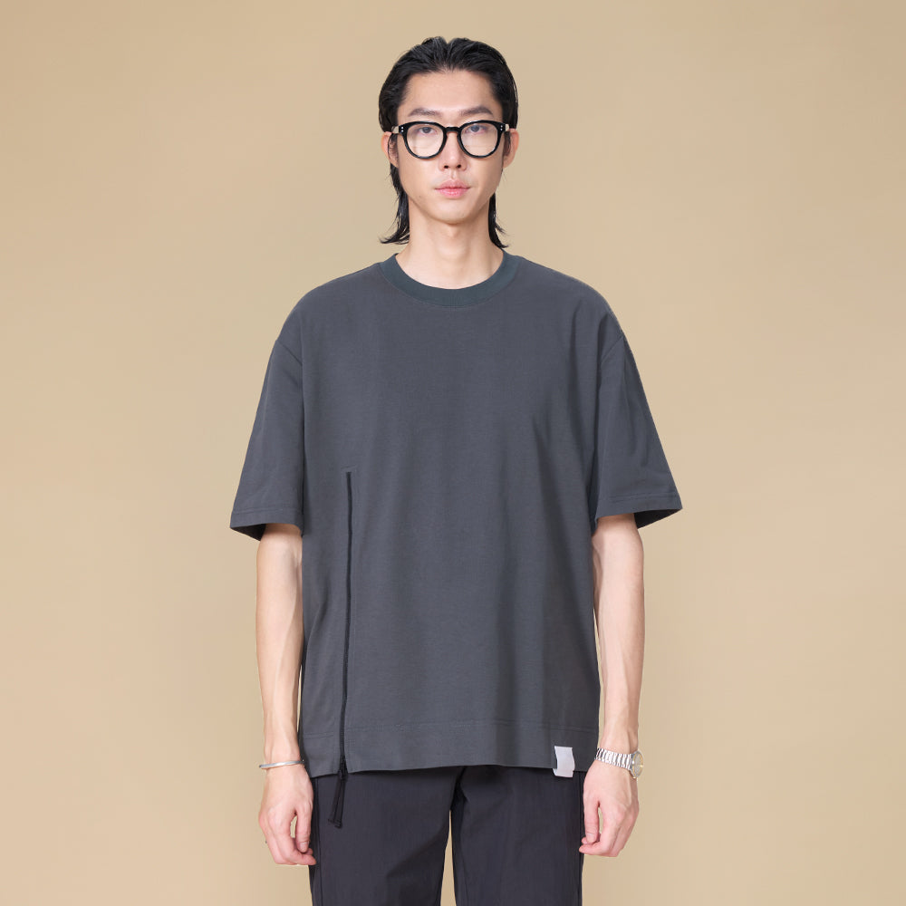 ARVOpm 藏青側開衩拉鍊寬版短袖T｜商品圖 3