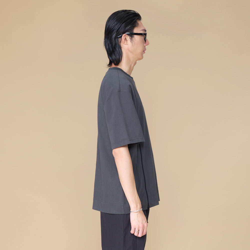 ARVOpm 藏青側開衩拉鍊寬版短袖T｜商品圖 5