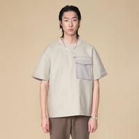 ARVOpm 口袋設計寬版卡其灰T-shirt｜商品圖 3