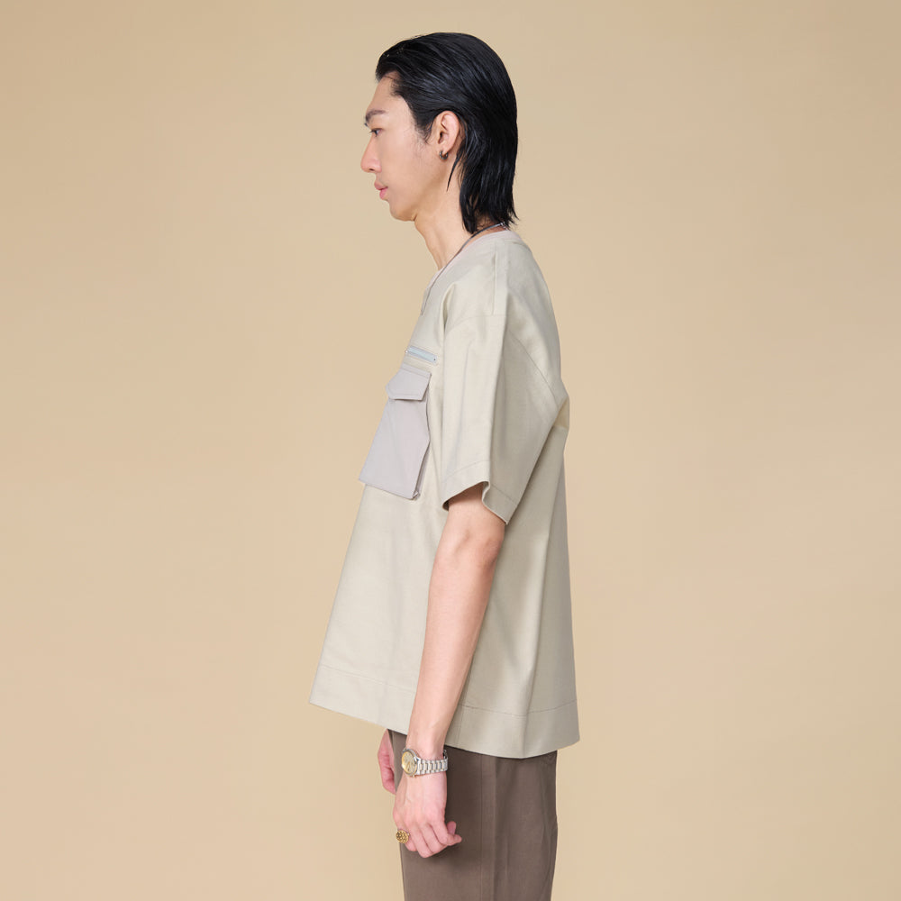 ARVOpm 口袋設計寬版卡其灰T-shirt｜商品圖 5