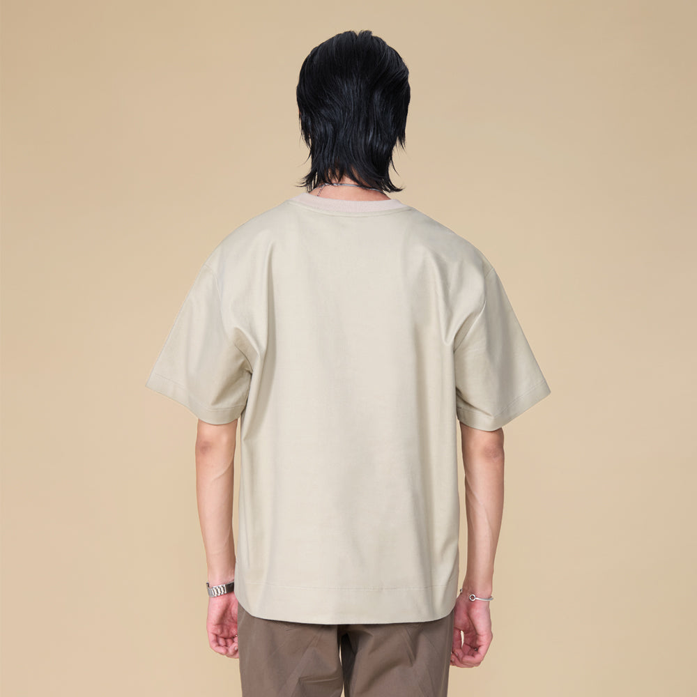 ARVOpm 口袋設計寬版卡其灰T-shirt｜商品圖 7