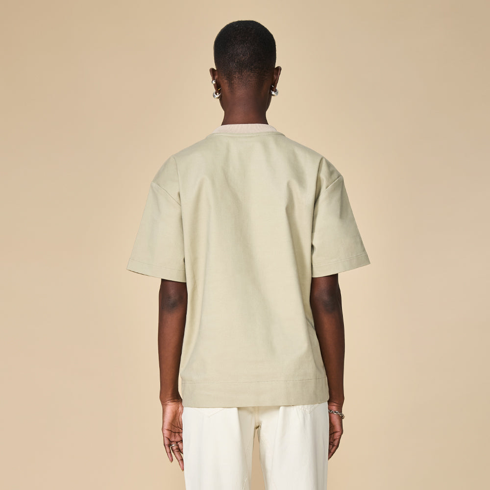 ARVOpm 口袋設計寬版卡其灰T-shirt｜商品圖 8