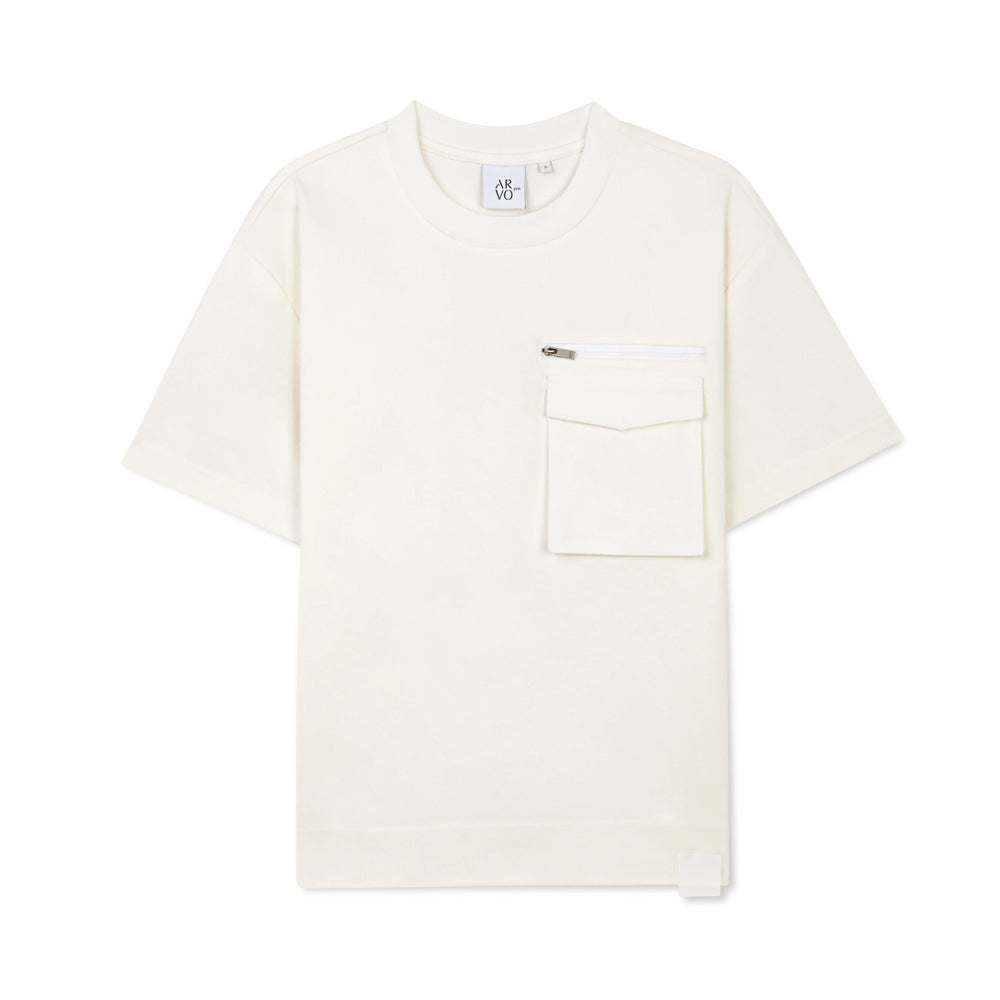 ARVOpm 口袋設計寬版白色T-shirt｜商品圖 1