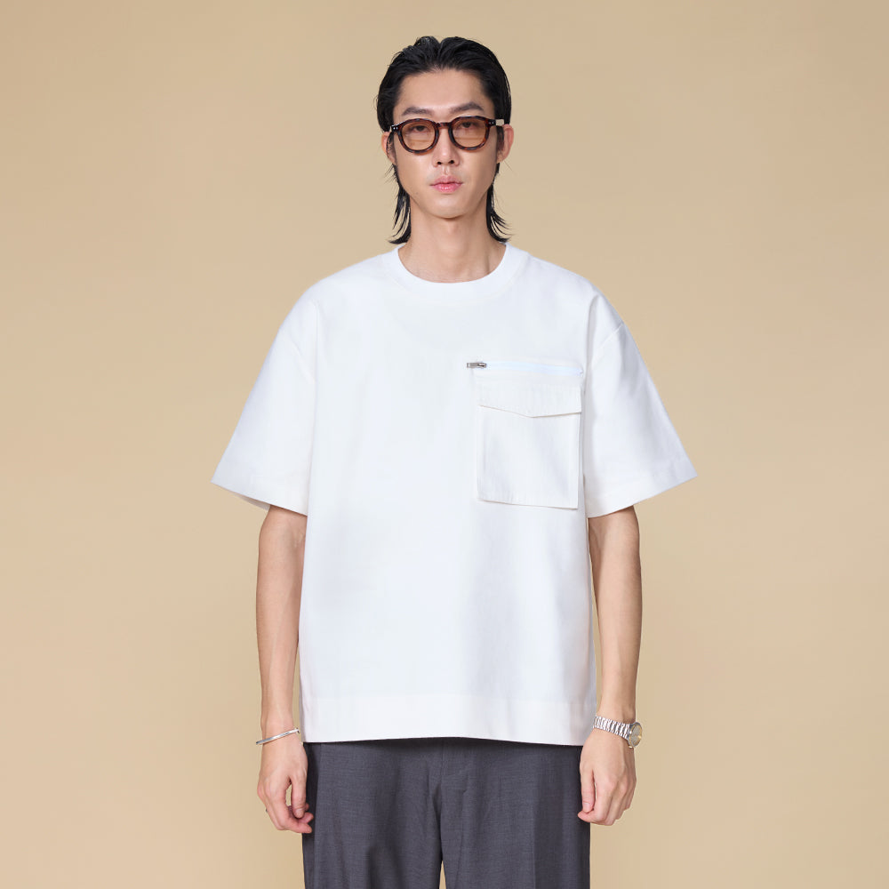 ARVOpm 口袋設計寬版白色T-shirt｜商品圖 3