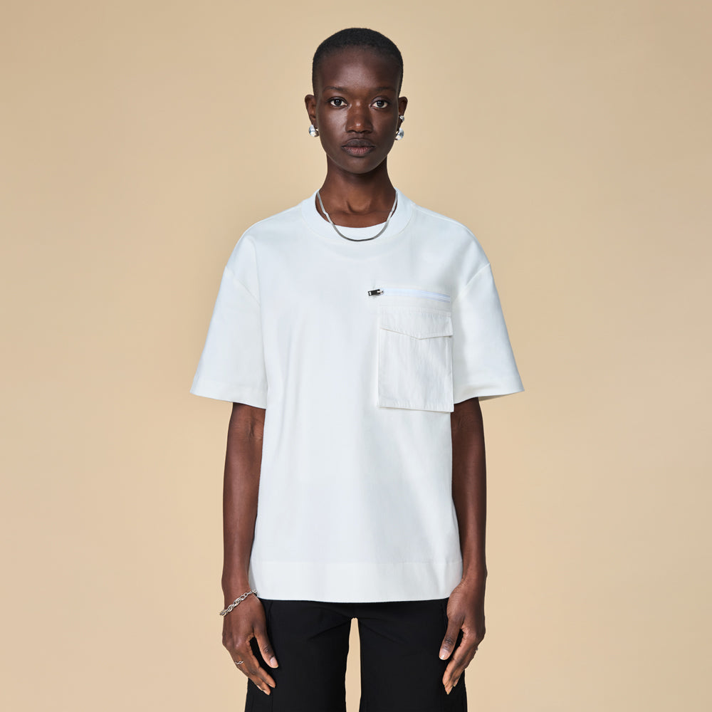 ARVOpm 口袋設計寬版白色T-shirt｜商品圖 4
