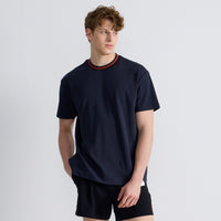 ARVOpm 藏青撞色領寬版 T-Shirt 正面