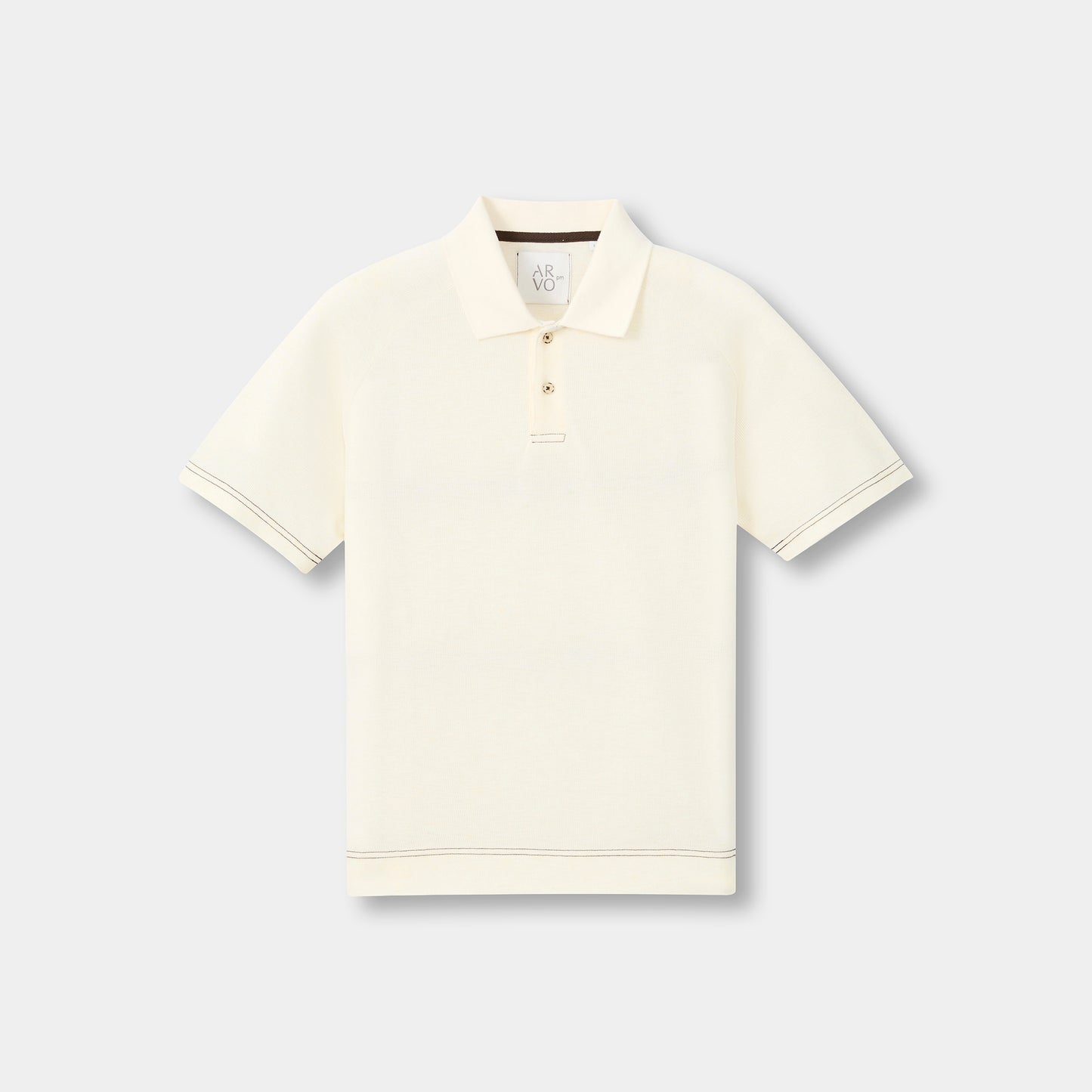 ARVOpm 撞色線設計米白色標準版短袖 Polo 衫 商品圖 9